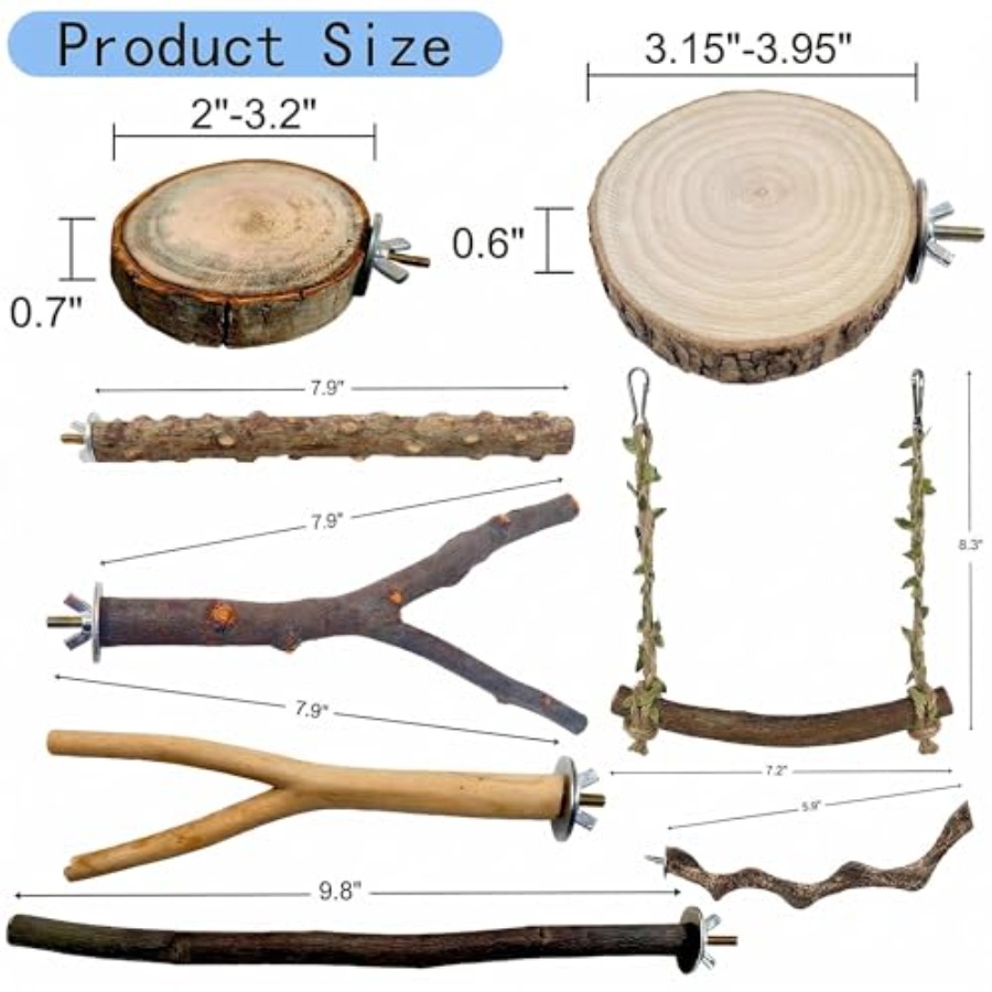 8PCS natural wood bird perches - Health & Wellness Therapy Center 리뷰 및 가격